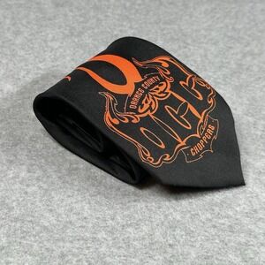 Orange County Choppers OCC Flame Logo Tie Y2K Biker Graphic Black 57x3.6in